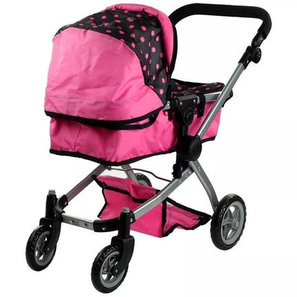 2 viename lėlės vežimėlis-lopšys Alice - rožinis