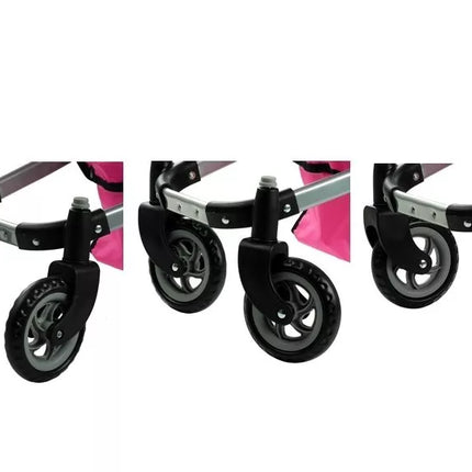 2 viename lėlės vežimėlis-lopšys Alice - rožinis