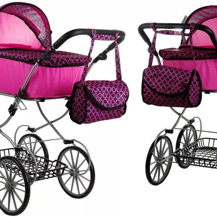 Retro lėlių vežimėlis Alice - XL rožinis