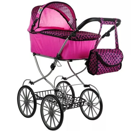 Retro lėlių vežimėlis Alice - XL rožinis