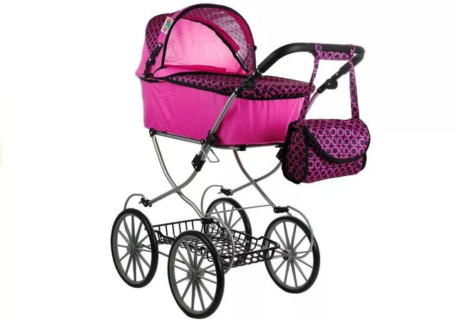 Retro lėlių vežimėlis Alice - XL rožinis
