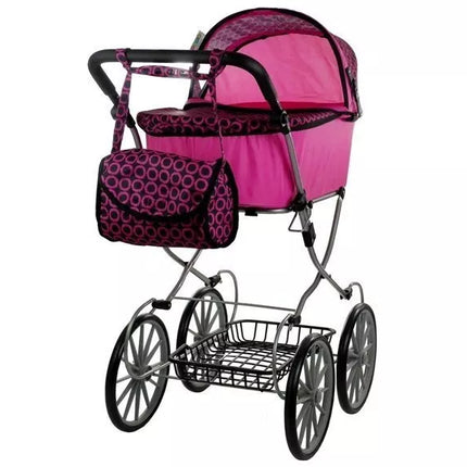 Retro lėlių vežimėlis Alice - XL rožinis
