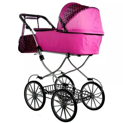 Retro lėlių vežimėlis Alice - XL rožinis