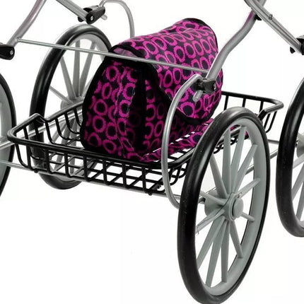 Retro lėlių vežimėlis Alice - XL rožinis