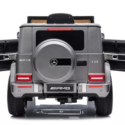 Mercedes G63 AMG elektrinis vaikiškas automobilis – sidabro spalvos