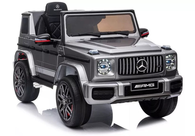 Mercedes G63 AMG elektrinis vaikiškas automobilis – sidabro spalvos