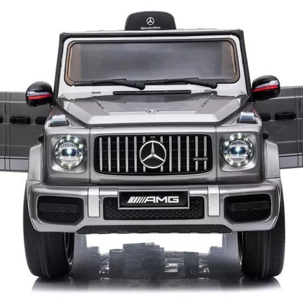 Mercedes G63 AMG elektrinis vaikiškas automobilis – sidabro spalvos