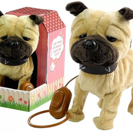 Interaktyvus šuo su pavadėliu ir nameliu, smėlio spalvos