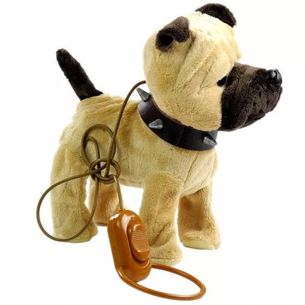 Interaktyvus šuo su pavadėliu ir nameliu, smėlio spalvos