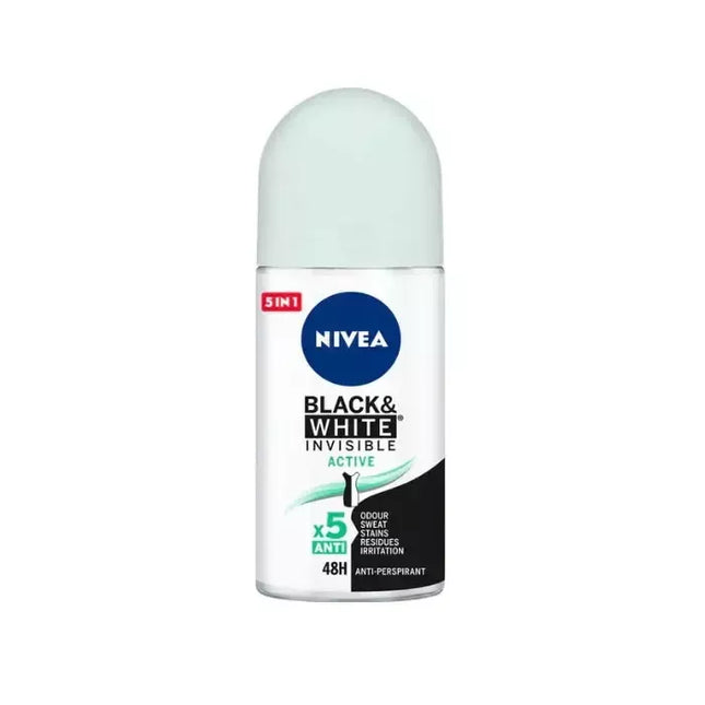 Nivea Black & White Invisible Active Deodorant Rutulinis 50ml