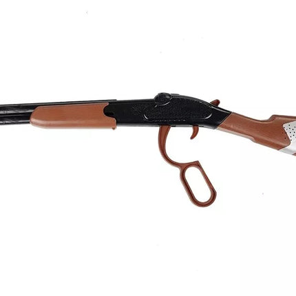 Kaubojaus rinkinys: šautuvas su svirtine užtaisymo sistema, Colt revolveris, šerifo ženklelis