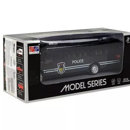 Policijos automobilio modelis su šviesomis, juodas