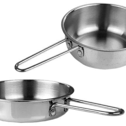 Nerūdijančio plieno puodų ir keptuvių rinkinys, miniatiūrinis, 8 vnt.