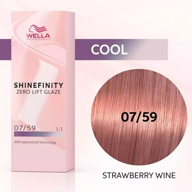 Wella Shinefinity Zero Lift Glaze Tinte 07-59 Braškinis vynas 60ml 1vnt