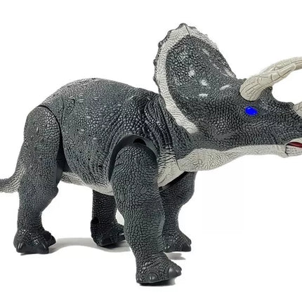 Didelis pilkas triceratopsas su baterijomis