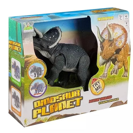 Didelis pilkas triceratopsas su baterijomis