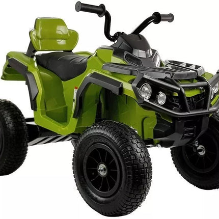 Keturratis BDM0906 elektrinis vaikiškas automobilis su pripučiamais ratais - žalias