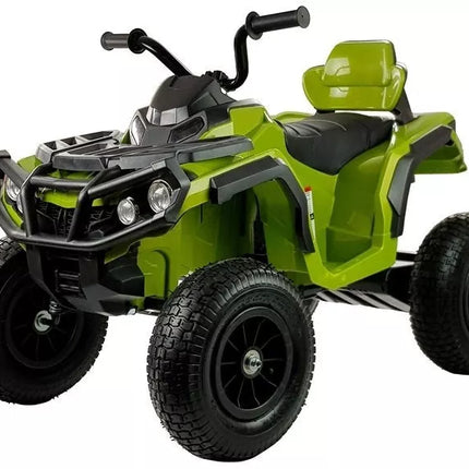 Keturratis BDM0906 elektrinis vaikiškas automobilis su pripučiamais ratais - žalias
