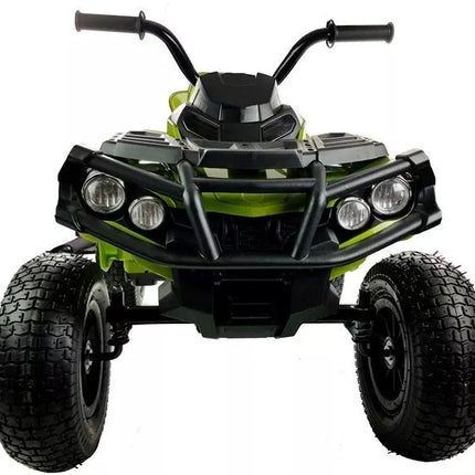 Keturratis BDM0906 elektrinis vaikiškas automobilis su pripučiamais ratais - žalias