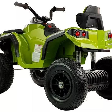 Keturratis BDM0906 elektrinis vaikiškas automobilis su pripučiamais ratais - žalias