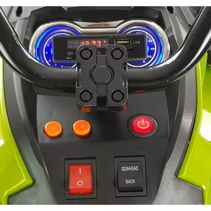 Keturratis BDM0906 elektrinis vaikiškas automobilis su pripučiamais ratais - žalias