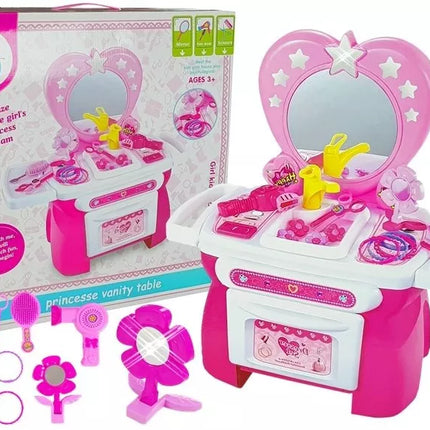 Tualetinis staliukas su grožio rinkiniu ir plaukų aksesuarais