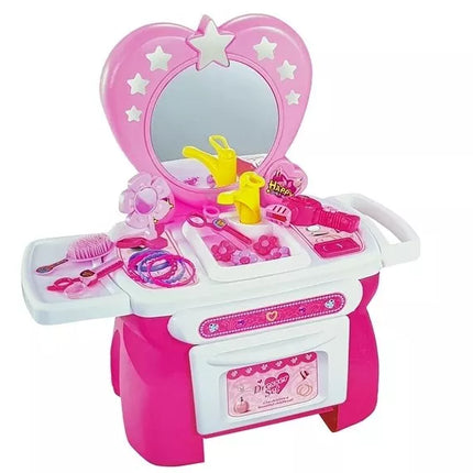 Tualetinis staliukas su grožio rinkiniu ir plaukų aksesuarais