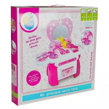 Tualetinis staliukas su grožio rinkiniu ir plaukų aksesuarais