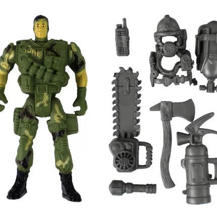 Karinis rinkinys: karinis sraigtasparnis, kovinis automobilis, valdymo bokštas, karys