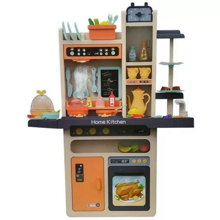 Vaikiškos virtuvėlės rinkinys "Pair Lights" su garsais, rožinėmis lėkštutėmis ir aksesuarais, 65 vnt.