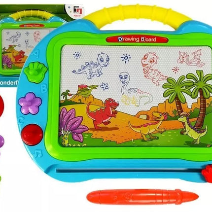 Magnetinė piešimo lenta su 3 antspaudais ir rašikliu