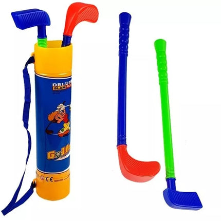 Vaikų golfo rinkinys su lazdomis, skylių vėliavėlėmis ir kamuoliukais