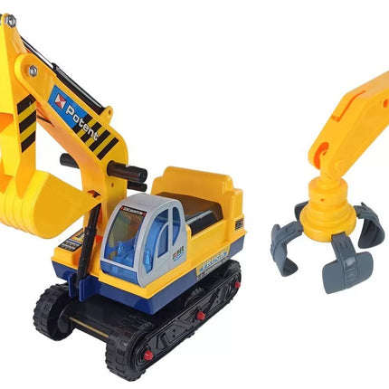 Traukiamasis ekskavatorius su kilnojamu kaušu geltonas