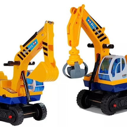 Traukiamasis ekskavatorius su kilnojamu kaušu geltonas