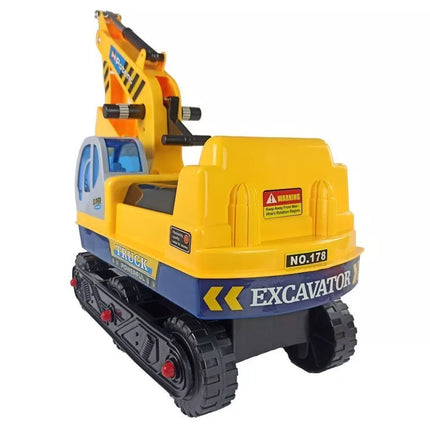 Traukiamasis ekskavatorius su kilnojamu kaušu geltonas