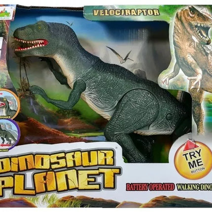 Didelis Velociraptor dinozauras juda riaumoja su šviesomis