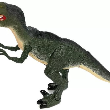 Didelis Velociraptor dinozauras juda riaumoja su šviesomis