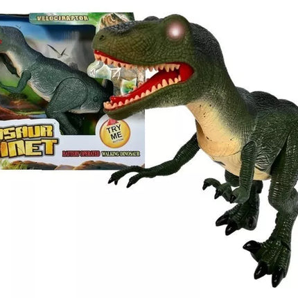 Didelis Velociraptor dinozauras juda riaumoja su šviesomis