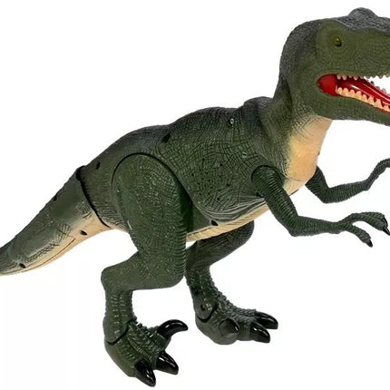 Didelis Velociraptor dinozauras juda riaumoja su šviesomis