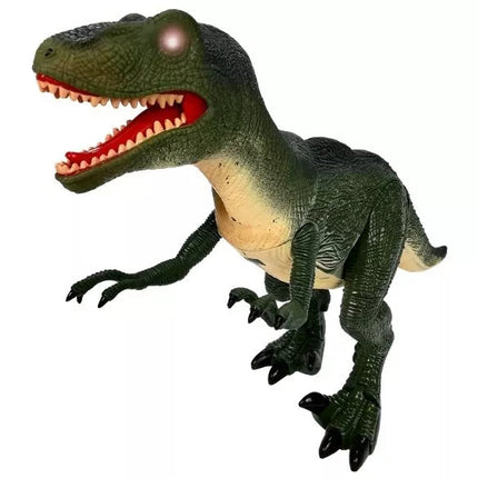 Didelis Velociraptor dinozauras juda riaumoja su šviesomis