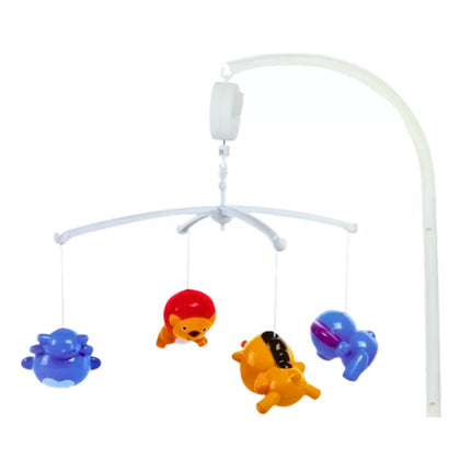 Kūdikio karuselė su gyvūnais: Liūtas, dramblys, žirafa ir garsu