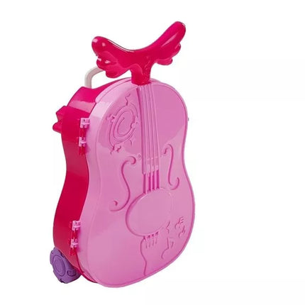 Nešiojamas makiažo staliukas smuiko dėkle su veidrodžiu