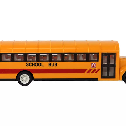 Geltonas nuotoliniu būdu valdomas R/C mokyklinis autobusas su atidaromomis durimis