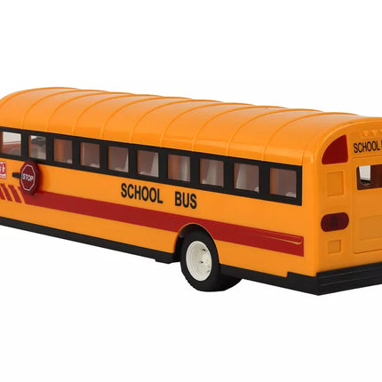 Geltonas nuotoliniu būdu valdomas R/C mokyklinis autobusas su atidaromomis durimis