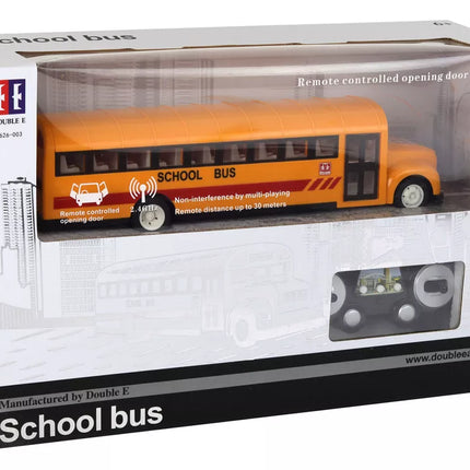 Geltonas nuotoliniu būdu valdomas R/C mokyklinis autobusas su atidaromomis durimis