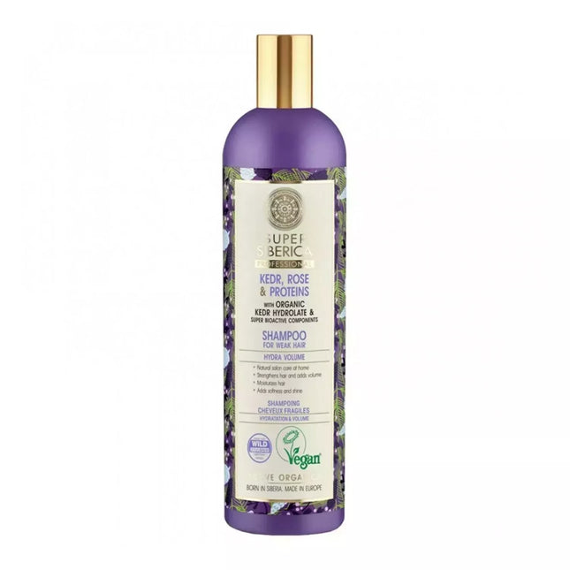 Natura Siberica Rožinis ir baltyminis profesionalus šampūnas silpniems plaukams 400ml