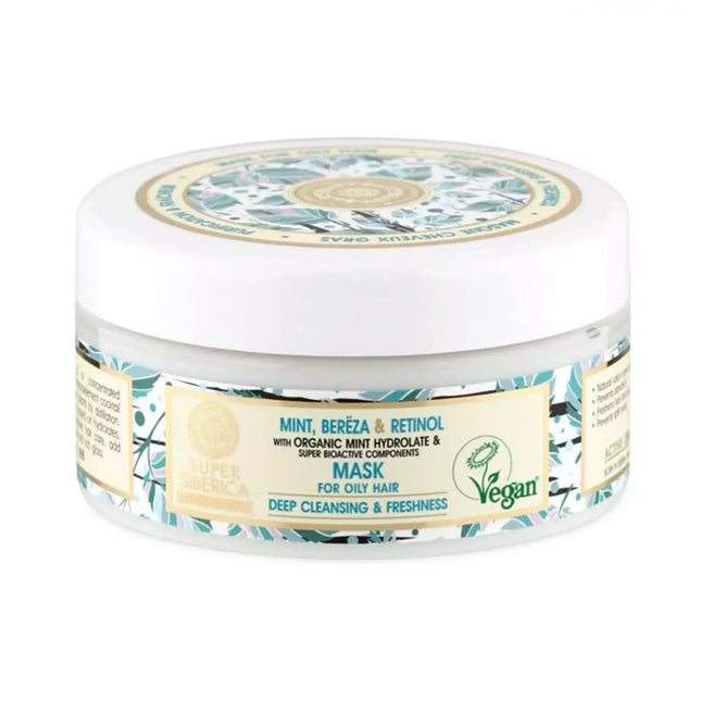 Natura Siberica Menta Abedul Retinol Kaukė riebiems plaukams 400ml