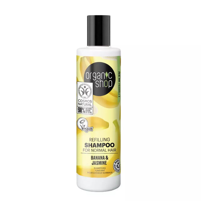 Ekologiškas šampūnas su bananais, skirtas normaliems plaukams, 280 ml, ORGANIC SHOP