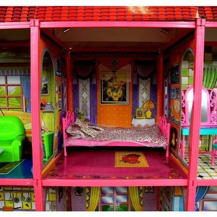 Didelis "Villa" lėlių namelis, 6 kambariai, baldai, priedai, 128 vnt.