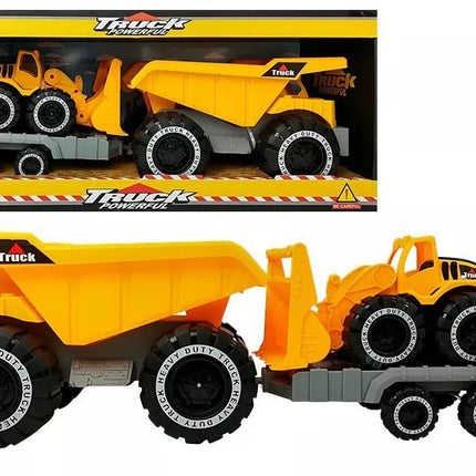 Sunkvežimis su priekaba ir buldozeriu 49 cm Statybvietė